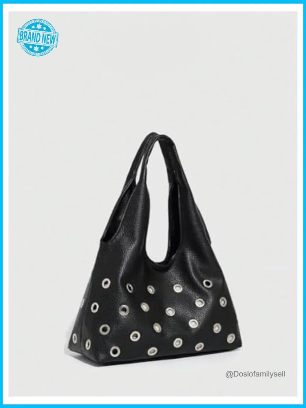 Faux Leather Hobo Bag Punk Y2K Double Handle Shoulder Bag Medium Size